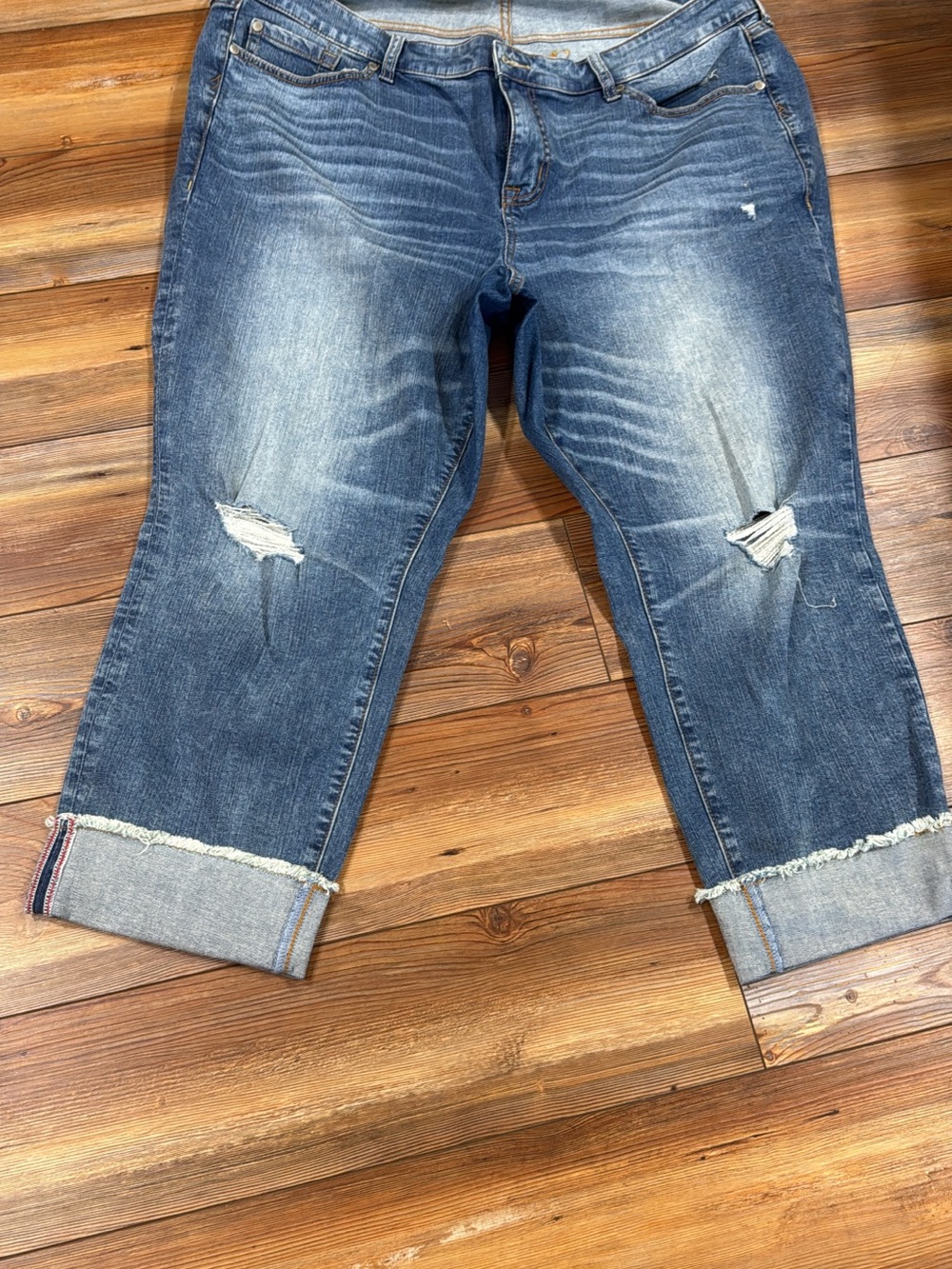 torrid Distressed Cuffed Blue Boyfriend Jeans